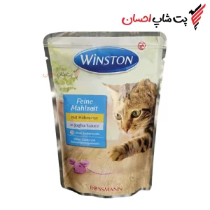 پوچ گربه وینستون طعم مرغ در سس ماست Winston Chicken In Yogurt Sauce وزن 100 گرمی | پت شاپ احسان
